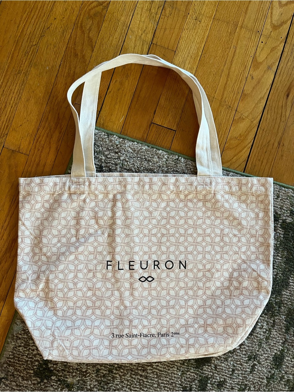 Fleuron Cream Patterned Canvas Tote